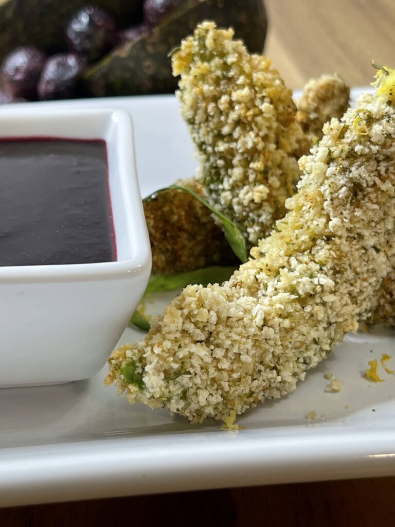 Avocado fries with Bluberry ketchup