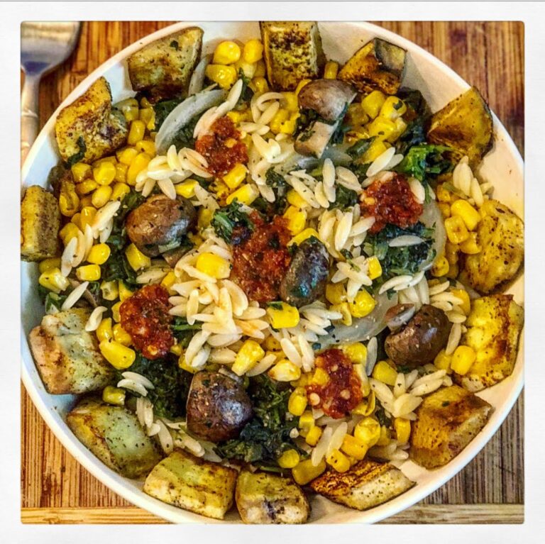 Vegan Bowl Orzo Eggplant